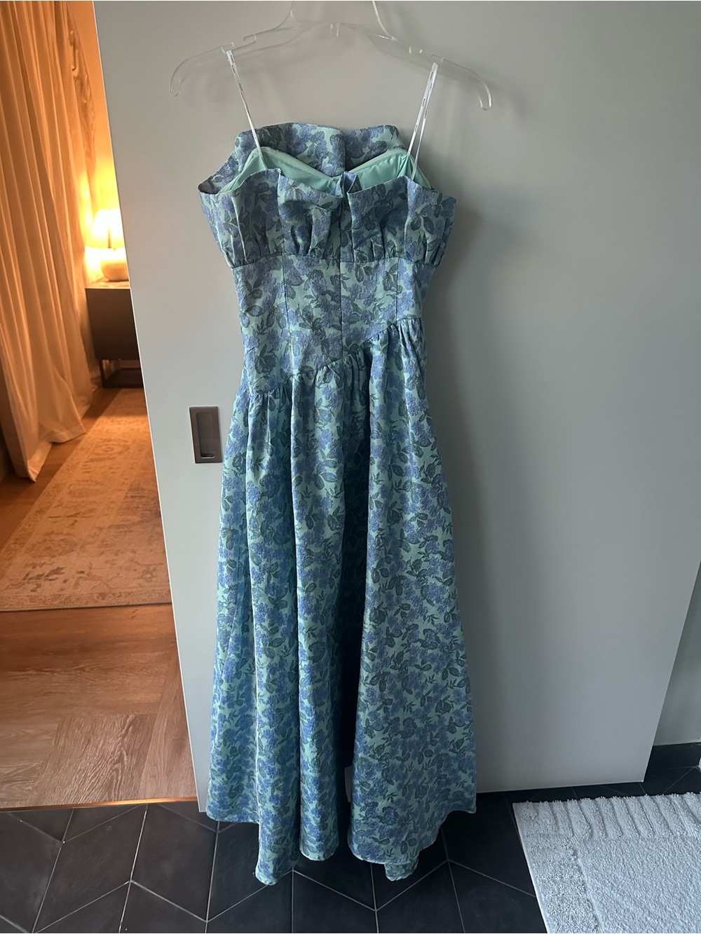 Elliatt Strapless Blue Floral High-Low Gown - Picture 7 of 8